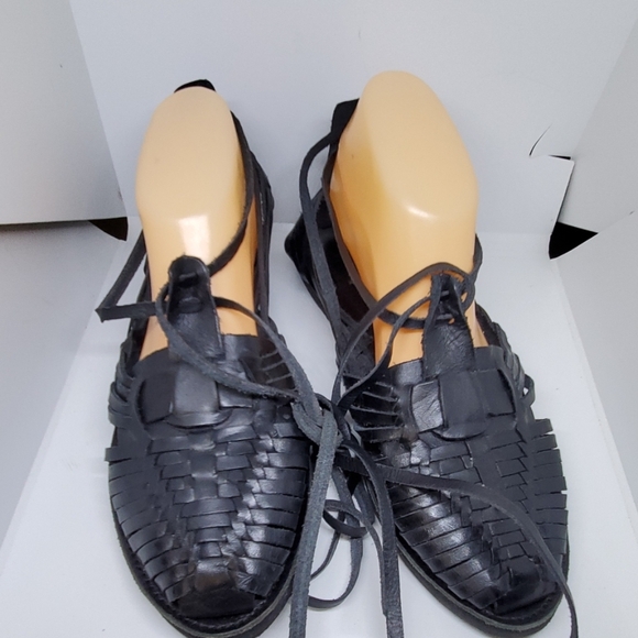 Chamula Sayulita black lace up woven sandals 10 - Picture 2 of 5